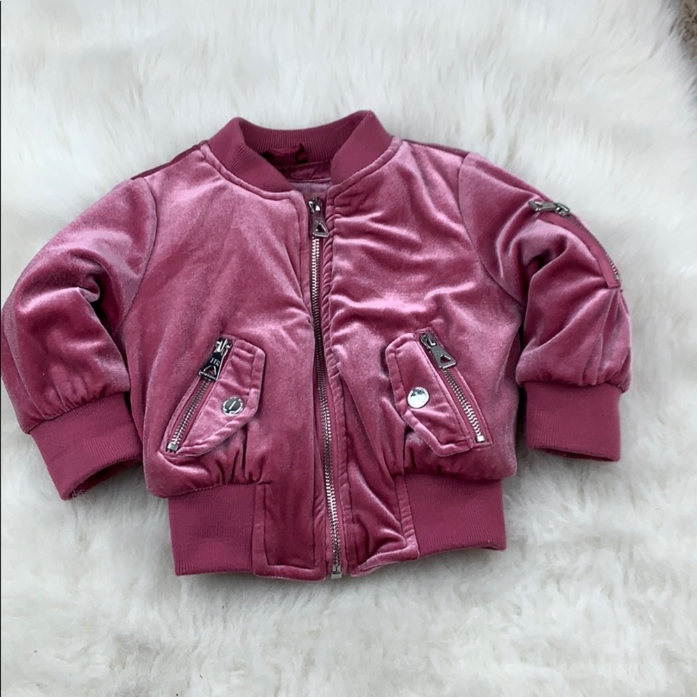 Kids 24 months pink velvet puffy bomber jacket